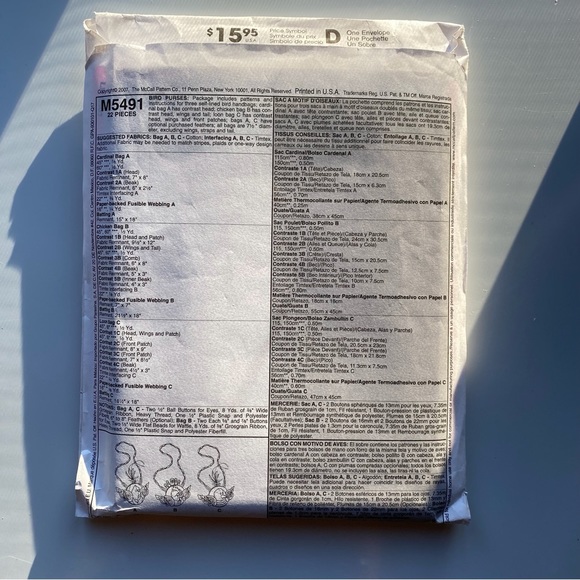 🪡 McCall’s Craft Bird Purses Sewing Pattern 5491 - Picture 3 of 5